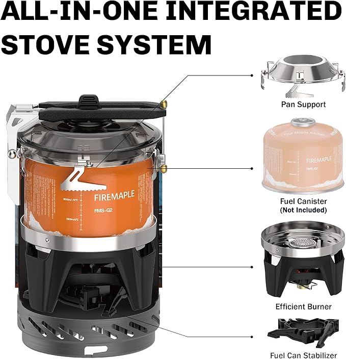 Fire-Maple Fixed Star X2 Backpacking and Camping Stove System Outdoor Propane Camp Cooking Gear Portable Pot Jet Burner Set Ideal for Hiking, Trekking, Fishing, Hunting Trips and Emergency Use