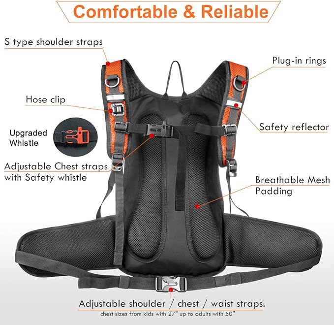 Hydration Pack, Insulated Hydration Backpack with 2L BPA Free Water Bladder and Storage, Hiking Backpack for Men, Women, Kids for Running, Cycling, Camping - Keep Liquid Cool up to 5 Hours
