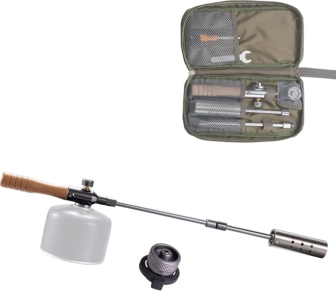 CAMPINGMOON Camping Grill Torch Dual Fuel Head Flame Adjustable for Charcoal Starter with Storage Case MT-3955/I-1010 (Butane + Isobutane)