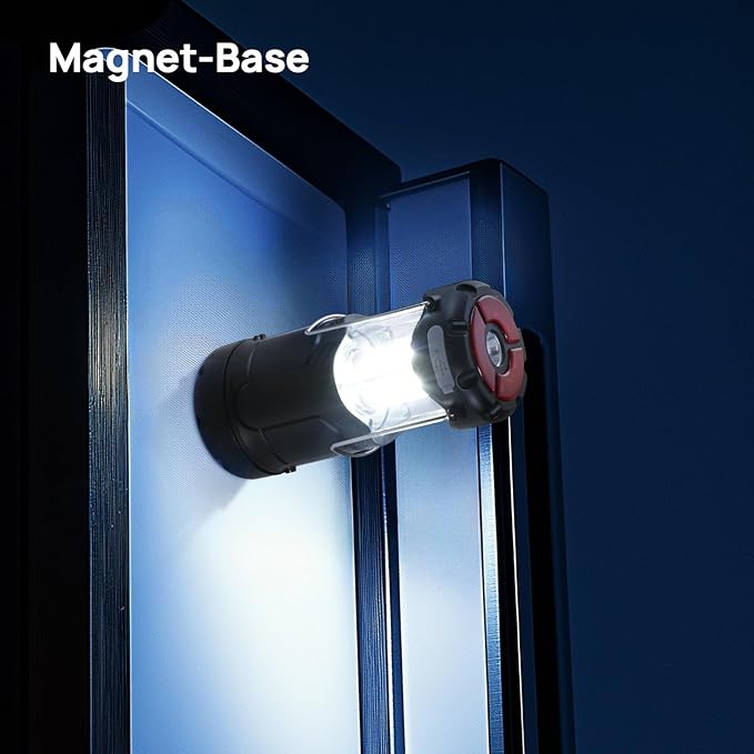 4 Pack Collapsible LED Camping Lantern, Consciot USB C Rechargeable and Battery Powered 2-in-1 Emergency Light with Flashlight and Magnetic Base, Power Outages Hurricane Supplies Survival Kits