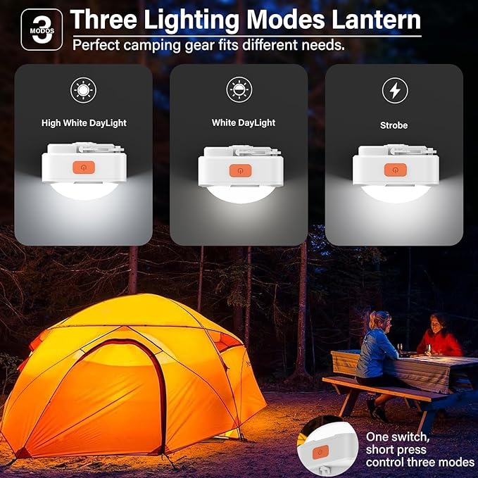 Rechargeable Camping Lights FLY2SKY 3 Pcs Tent Lights Mini Flashlight Portable LED Camping Lantern Survival Gear Camping Accessories for Hiking Backpacking Fishing Hurricane Emergency Outage