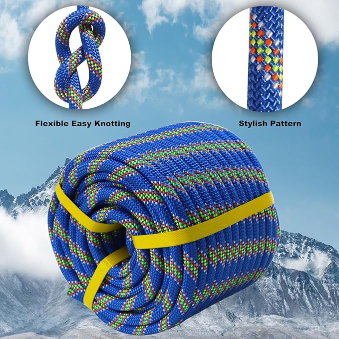 Double Braided Arborist Rope - 1/2 Inch x 150 Feet Polyester Rope - High Strength Climbing Rope for Tree Work, Halyard, Sailing (Blue)