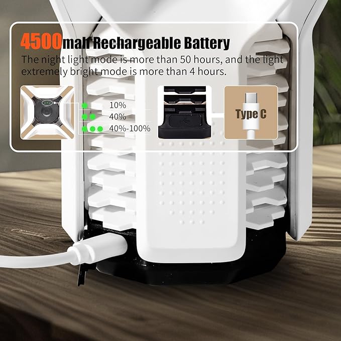 Rechargeable LED Camping Lantern – Free-Grip Design, 4 Light Modes, Water-Resistant & 3000K Warm White Tent Lights, Lightweight Outdoor Portable Camping Light,Dimmable Home Emergency Light