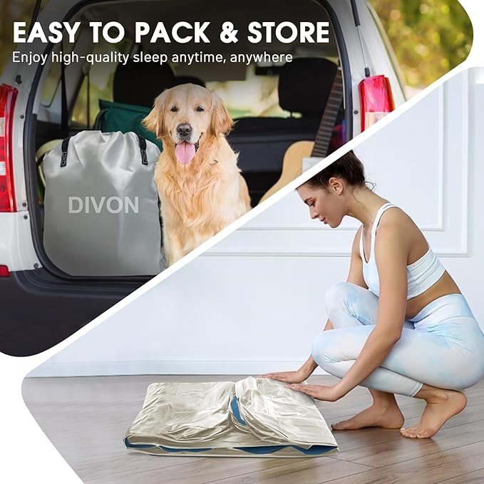 DIVON Twin Air Mattress with Built in Pump Raised,18”Single Inflatable Mattress in 2 Mins,Foldable Blow Up Mattress,Portable Twin Size Air Mattress for Camping,Travel&Floor,Air Bed for Adults,330lbs