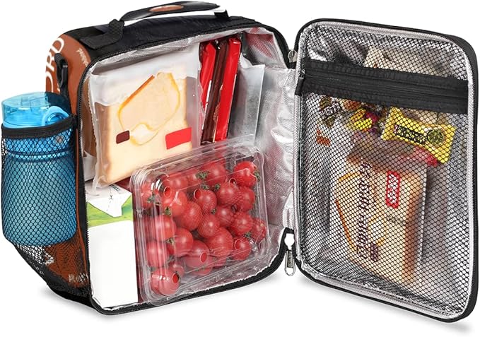 Pardick Music Record Black Kids Lunch Bag Retro Music Vinyl CD Insulated Lunch Box Mini Cooler Back to School Thermal Meal Tote Kit Bento Tote Bags Thermal Lunchbox for Boys Girls