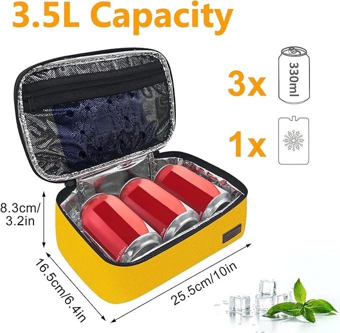 Gloppie Mini Lunch Box Small Kids Lunch Bag Compact LunchBox Bag, CPC Certified | Child-Safe Materials, Insulated LunchBag Reusable Sandwich Containers Snack Box, Yellow