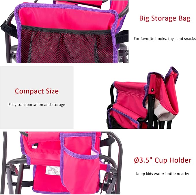 SUNNYFEEL Small Camping Chair, Portable Folding Aluminum Directors Chairs Lightweigh with Cup Hold, Pocket for Beach,Trip,Picnic,Outdoor Sports Events Foldable Camp Lawn Chair with Backpack Straps