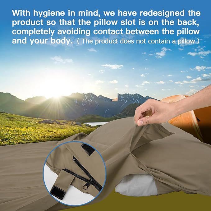 Sleeping Bag Liner, Travel Sheets & Adult Sleep Sack, Ultralight and Portable Summer Sleeping Bag - Ideal for Backpacking, Hotels and Hostels, Business Trips, Camping