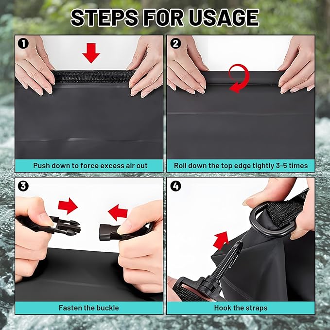 Waterproof Dry Bag,Roll Top Black and White Checkered Flag Small Waterproof Backpack 5L/10L/20L Floating and Lightweight Bags for Kayaking, Boating, Fishing, Swimming and Camping