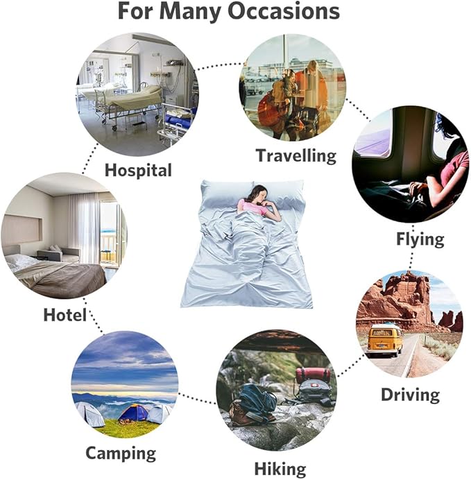 Sleeping Bag Liner Ultralight Travel Sheet Dirt-Proof Travel Camping Sheet Sleeping Sheet Hotel Sheet for Outdoor Travel Hiking Hotels Picnics