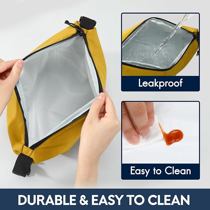 Haimont Small Insulated Lunch Bag for Men, Women, Portable Soft Cooler Bag with Buckle, Leakproof Lunchbox for Work, Travel, Camping, Hiking, Beach, Yellow