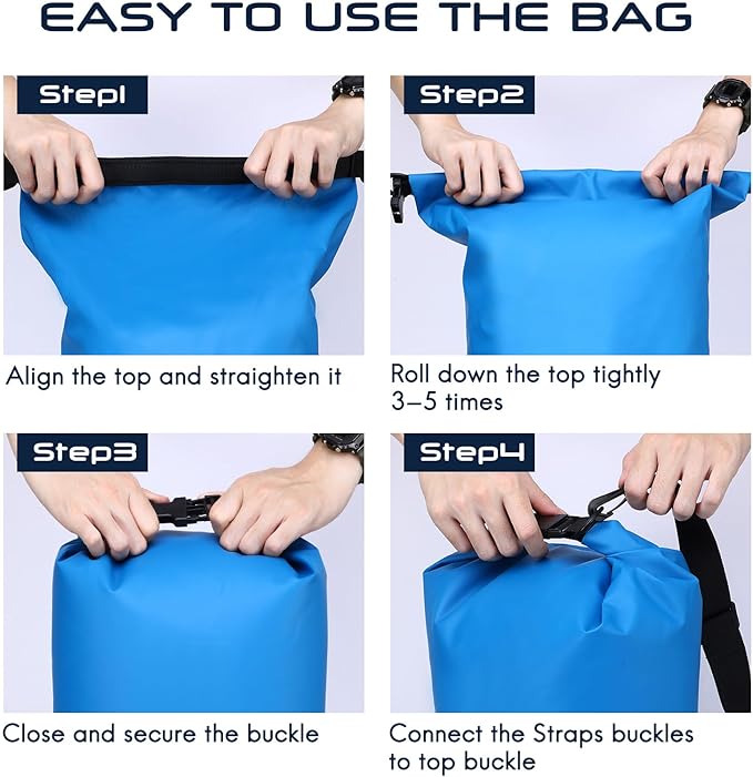 Haimont Waterproof Dry Bag Floating Dry Sack Roll Top Drybag Backpack for Kayaking, Rafting, Boating, Fishing with IPX8 Waterproof Phone Case, Blue, 20L