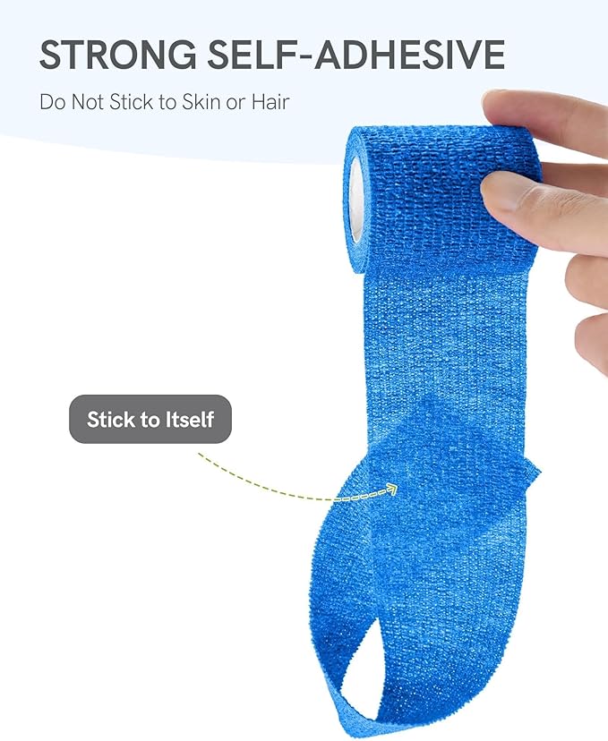 FriCARE Self Adhesive Bandage Wrap, Medical Tape in First Aid Kit, Cohesive Bandages for Wounds Sport Vet, FSA/HSA Eligible, 2 Inches X 5 Yards 12 Rolls, Energetic