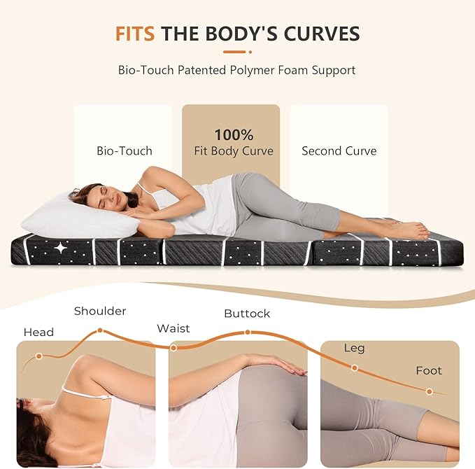 Sweetnight Tri-fold Mattress - 4 Inch Dual-layer Foam Folding Mattress | Removable & Washable 500G Superfine Fiber Cover | Suitable for Camping, RV & Home Use （Twin）