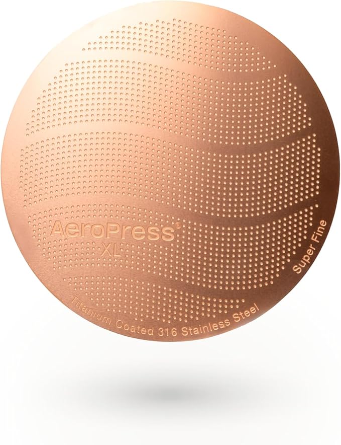 AeroPress XL Gold Tone Stainless Steel Reusable Filter – Durable Metal Coffee Filter, Sustainable, Eco-Friendly, Travel-Friendly, Fits XL AeroPress Manual Coffee Makers