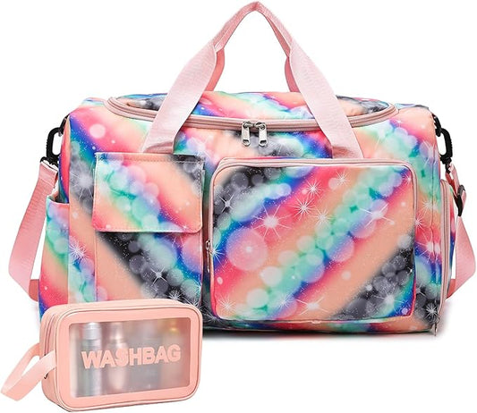 Small Gym Bag for Women, Travel Duffle Bag Carry On Weekender Bag with Shoe Compartment