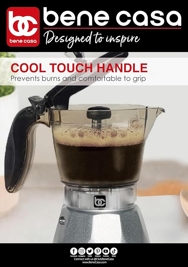 Bene Casa Silver Portable Electric Espresso Maker/Cafetera, 1-3 Cups/Shots (1, SILVER)