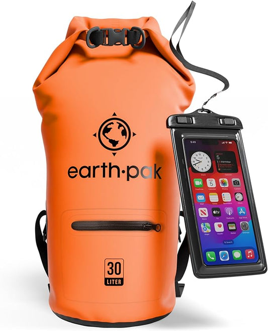 Earth Pak Waterproof Dry Bag with Zippered Pocket - Waterproof Dry Bag Backpack Keeps Gear Dry