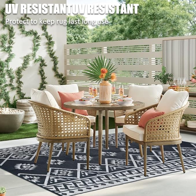 LILIOFFIC Outdoor Rug for Patio Clearance, 5'x8' Waterproof Plastic Patio Mat, Reversible Camping Rugs, Rv, Porch, Deck, Camper, Balcony, Backyard, Gray