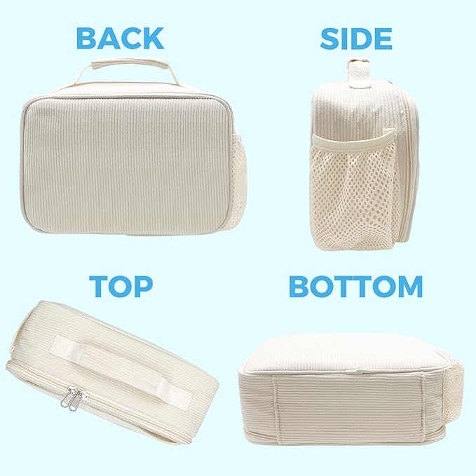 RLGPBON Lunch Bag for Women Cute Corduroy Strawberry Lunch Tote Bags Reusable Lunch Tote Handbags Leakproof Thermal Cooler Lunch Case Large Capacity Lunch Box for Girls School Travel Picnic