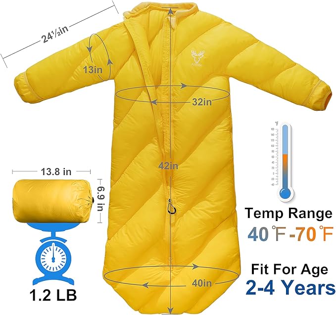 T40 Toddler Sleeping Bags Boys Girls | Ages 2-4 | Puffy Kids Sleeping Bag Camping Sleepovers |up to 46 in| Lightweight Compact Comfort for Indoor Outdoor Machine Washable