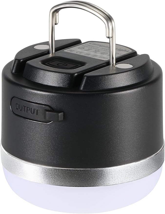 Joyzy Rechargeable LED Camping Lantern with 5 Light Modes, Adjustable Brightness Mini Hanging Lantern (Black)