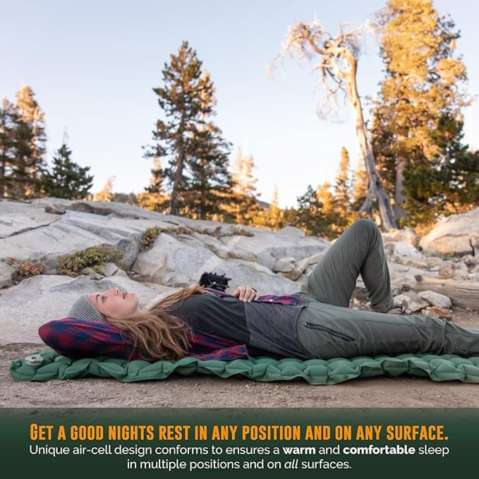 Camping Sleeping Pads and Camping Pillow Set - Ultralight Sleeping Pad for Camping, Backpacking Pad and Hiking Sleeping Pad- Ultralight and Packable Floor Sleeping Mat and Pillow Set