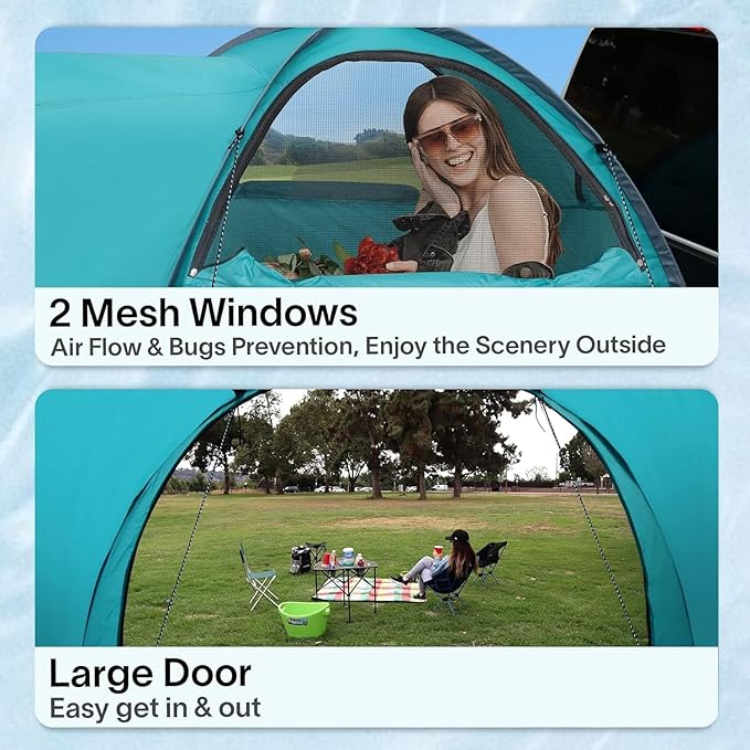 All Weather Camping Screen Tent/SUV Tent, Outdoor Pop Up Tent for Camping with Shelter Mesh & Waterproof PVC, Instant Tent Screen House Portable for Car SUV Van Camping
