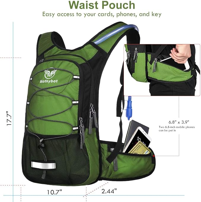 Hydration Pack, Insulated Hydration Backpack with 2L BPA Free Water Bladder and Storage, Hiking Backpack for Men, Women, Kids for Running, Cycling, Camping - Keep Liquid Cool up to 5 Hours