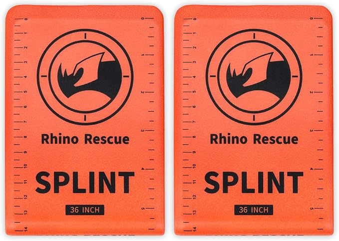 RHINO RESCUE First Aid Splint 36" X 4.3" Orange-Gray, Keep Bones in Position (2, Folded)