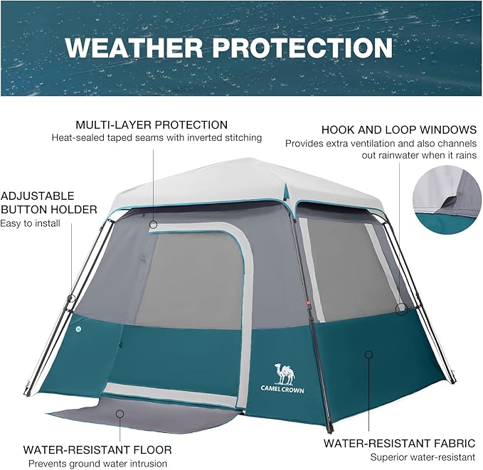 CAMEL CROWN 4/6 Person Tent Waterproof Lightweight Portable Backpacking Tent for Outdoor Camping Hiking