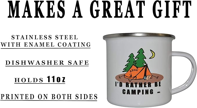 Rogue River Tactical Funny Camp Mug - Enamel Coffee Cup Gift - I'd Rather Be Camping Gear