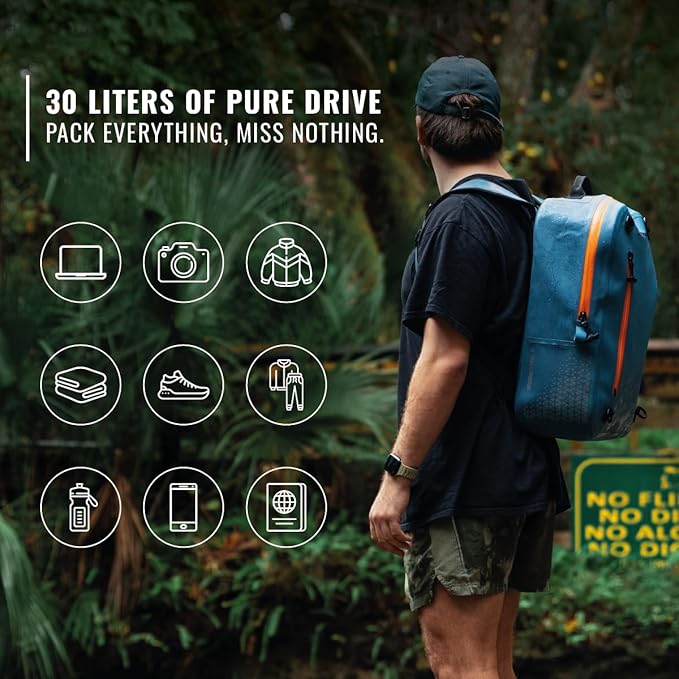 KRONOX 30L Waterproof Backpack for Men – IPX7 Submersible Dry Bag with Laptop Sleeve, Lightweight & Durable for Travel