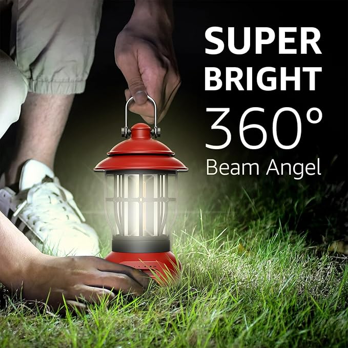 Camping Lamp, COB Lantern for Power Outage, Emergency Supplies, Suitable for Indoor and Outdoor, Portable Red