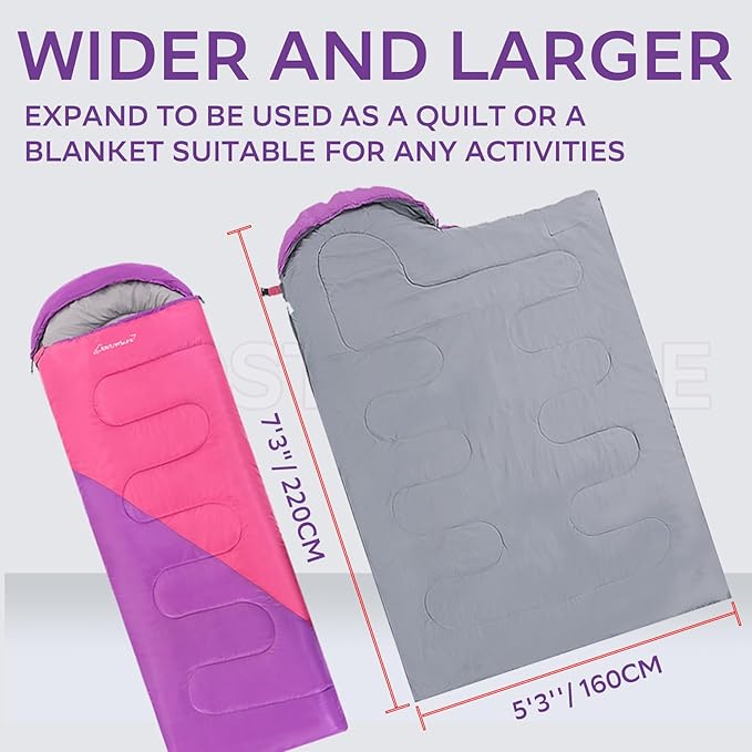 Clostnature Sleeping Bag for Adults and Kids - Lightweight Camping Sleeping Bag for Girls, Boys, Youths, Ultralight Backpacking Sleeping Bag for Cold Weather - Compression Sack Included(Left Zipper)