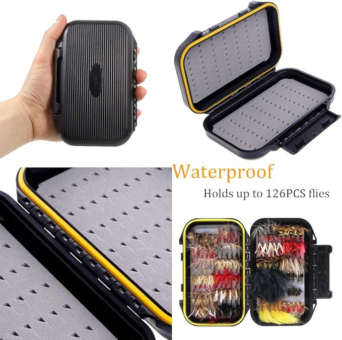 Fly Box for Fly Fishing Waterproof Double Clear Fly Fishing Tackle Box Jig Lure Storage Box