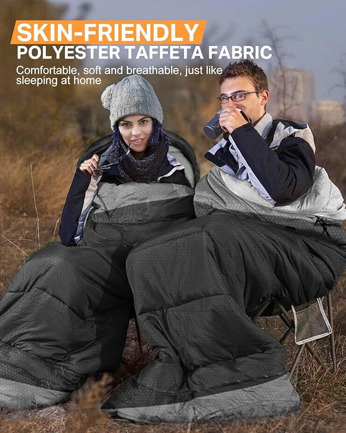 Rantizon Sleeping Bags for Adults Backpacking Lightweight Waterproof- Cold/Warm Weather Sleeping Bag for Mens Kids Boys Girls Camping Essentials Hiking Outdoor Travel Hunting with Compression Bags
