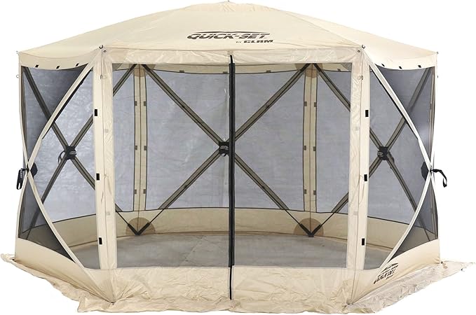 CLAM Pop Up Screen Tent, Outdoor Camping Gazebo Canopy, Escape, 11.5', Tan
