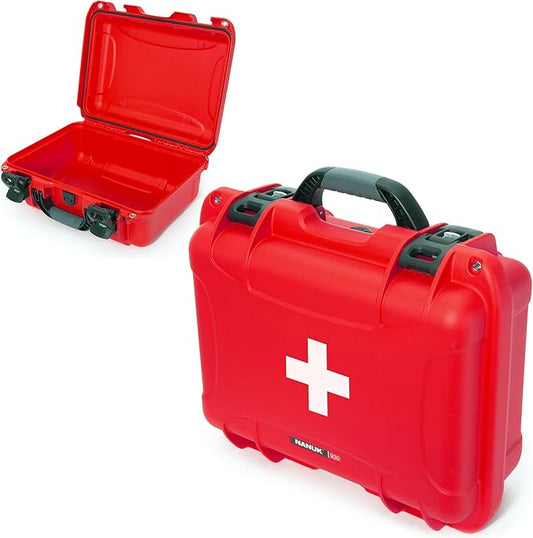 NANUK 920 Waterproof First Aid Box Empty – Durable, Medical First Aid Organizer Case, IP67-Rated, Dustproof, Impact-Resistant, and Floats (7.4" x 4.9" x 3.1") – Red