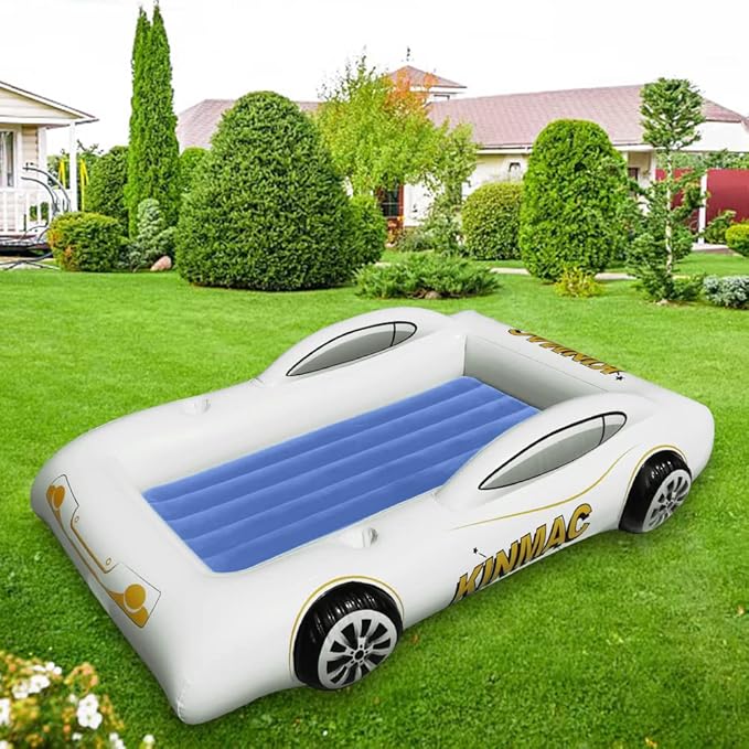 Inflatable Toddler Travel Bed- Portable Travel Toddler Air Bed for Kids Camping Air Mattress Racecar Toddler Bed with Sides Blow Up Mattress Sleeping Pad for Camping Car Travel Sleeping(Blue1)