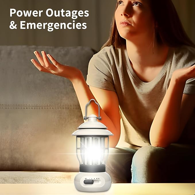 Camping Lantern, COB Lantern for Power Outage, Suitable for Indoor and Outdoor, Beige