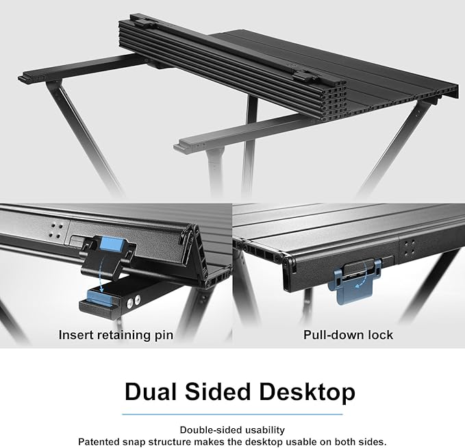 Camping Table Folding, Small Camping Table with Load 380lbs, Portable Roll up Aluminum Foldable Table with Carry Bag for Outdoor, Picnic, Camping, Black