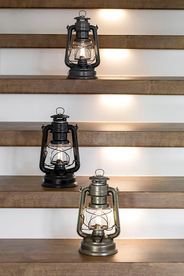 Outdoor Kerosene Fuel Lantern, German Made Weather Resistant Baby Special 276 Galvanized Hurricane Lamp for Camping or Patio, 10 Inches, Matte Black