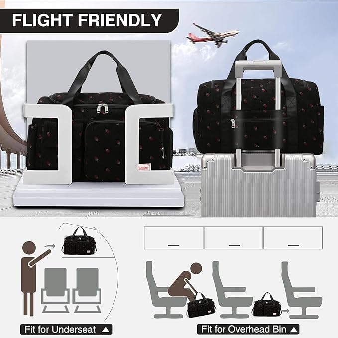 Small Gym Bag for Women, Travel Duffle Bag Carry On Weekender Bag with Shoe Compartment