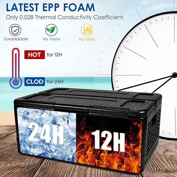 Camping Cooler, Collapsible 39L 60 Can Insulated Ice Chest, Portable Lightweight Hard Car Coolers, Large Waterproof Cooler Box Keep Cold and Warm for Camping, Hiking, Fishing, Beach-by BRILLIRARE