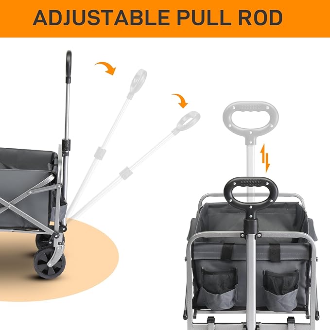 Collapsible Beach Wagon with Big All-Terrain Wheels for Sand, Grocery Shopping, Park Picnic, Camping, Beach Trip