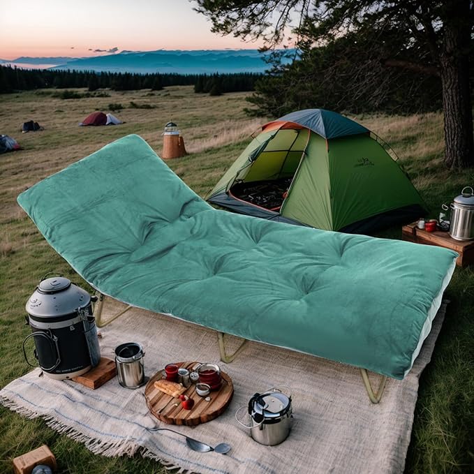 Camping Cot Mattress - Thick Camping Sleeping Pad with Elastic Straps,Portable Cot Mattress Pad for Sleeping Outdoor (75" x 28")