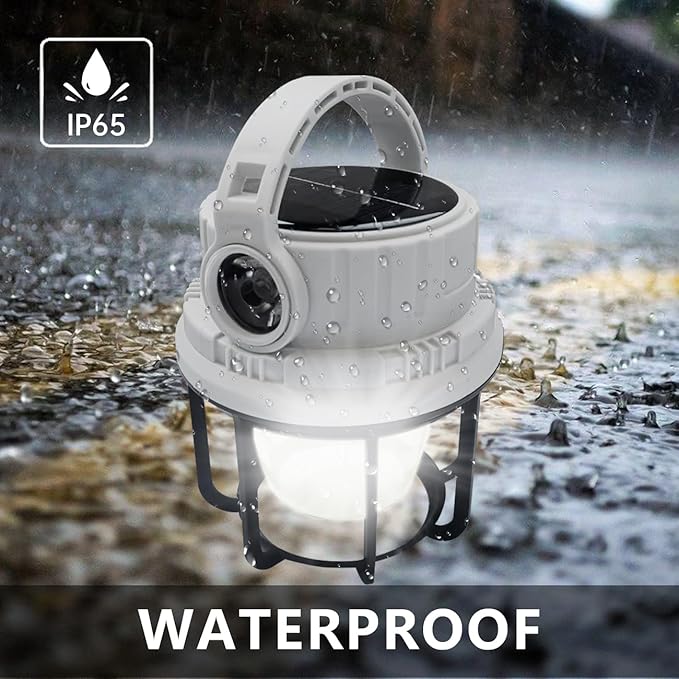 LED Camping Lantern Rechargeable, Solar Camping Lantern with USB Cable, 6 Light Modes Included with Two Light Source Modes for Hurricane, Power Outages