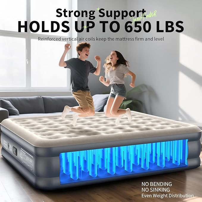 InnoTruth Cal King Size Air Mattress with Built in Pump, Famiy Choice Award Winner, Inflatable Mattress Ideal for Taller Person, 18" Raised Self Inflating Blow up Air Bed for Guests & Home, 700lbs