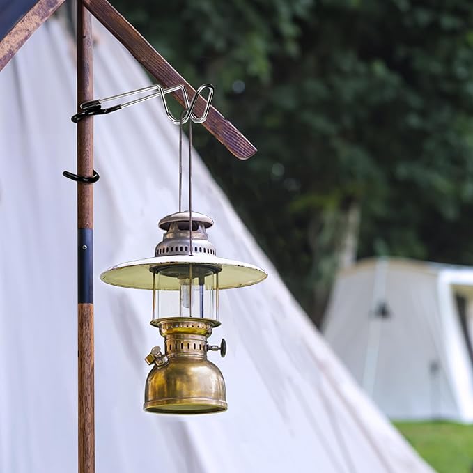 4 Pack Camping Lantern Hook Hangers, 10" Outdoor Lamp Hanger Stand, Stainless Steel Non-Slip Tent Light Pole Hook, Portable Water Bottle Holder Bracket for Camping Hunting Fishing Hiking